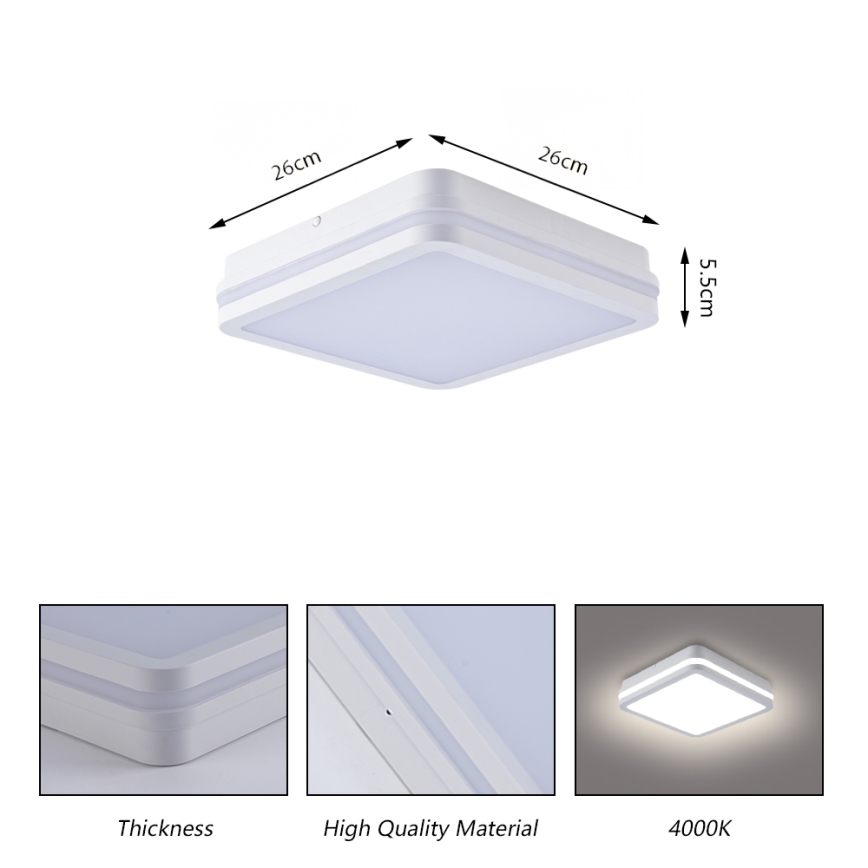 Brilagi - LED buitenlamp met sensor BENE LED/24W/230V 26x26 cm wit IP54