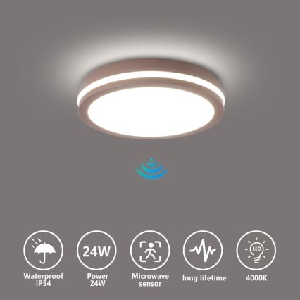 Brilagi - LED buitenlamp met sensor BENE LED/24W/230V Ø 26 cm bruin IP54