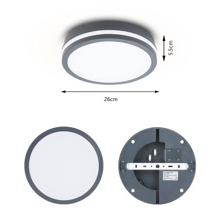 Brilagi - LED-buitenlamp met sensor BENE LED/24W/230V Ø 26 cm antraciet IP54