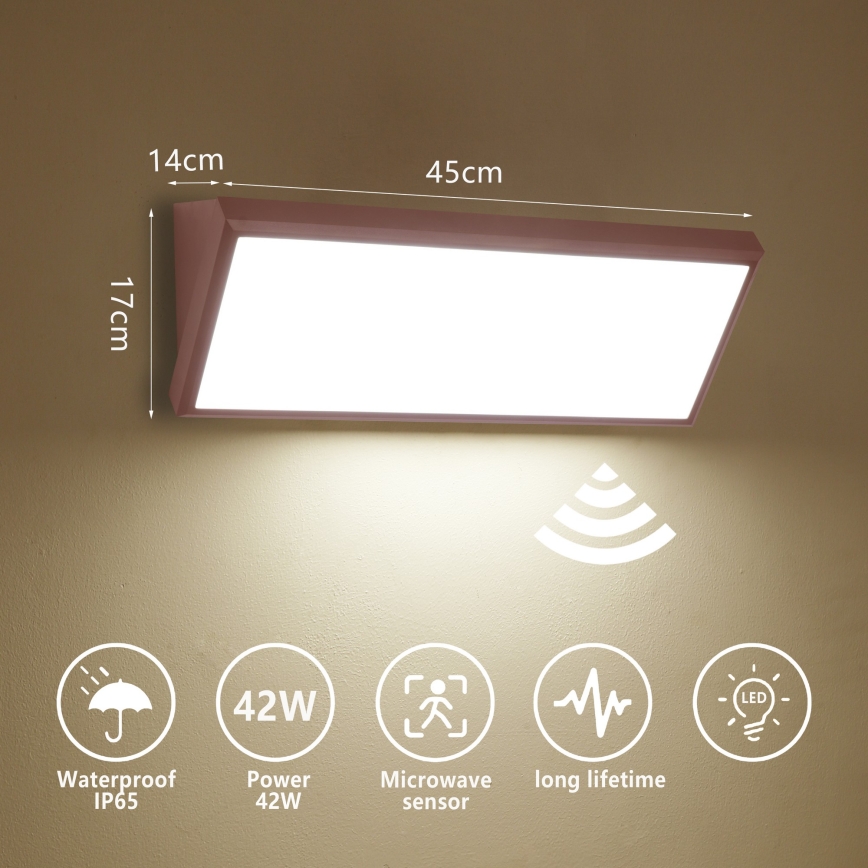 Brilagi - LED buitenwandlamp met sensor TRIANGLE LED/42W/230V 45 cm bruin IP65