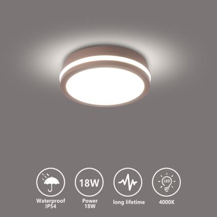 Brilagi - LED-buitenplafondlamp BENE LED/18W/230V Ø 21,5 cm bruin IP54