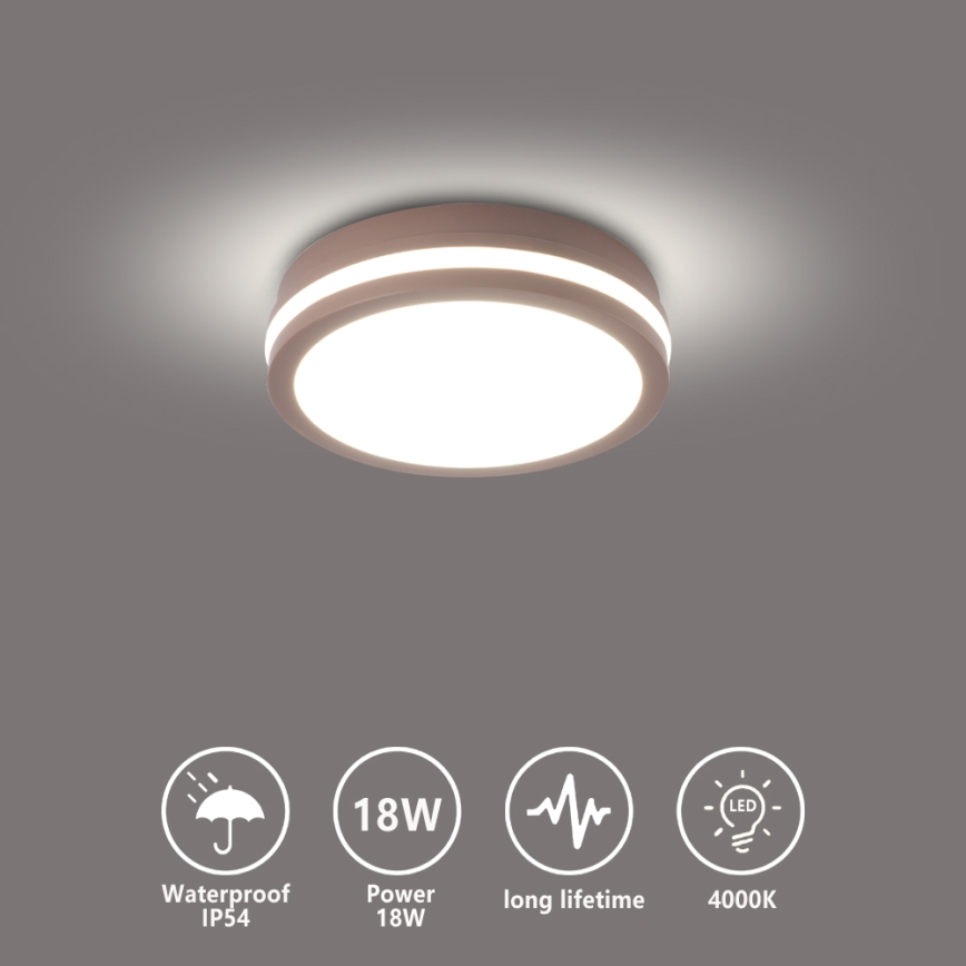 Brilagi - LED-buitenplafondlamp BENE LED/18W/230V Ø 21,5 cm bruin IP54