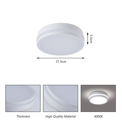 Brilagi - LED buitenplafondlamp BENE LED/18W/230V Ø 21,5 cm wit IP54
