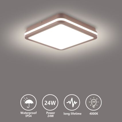 Brilagi - LED buitenplafondlamp BENE LED/24W/230V 26x26 cm bruin IP54