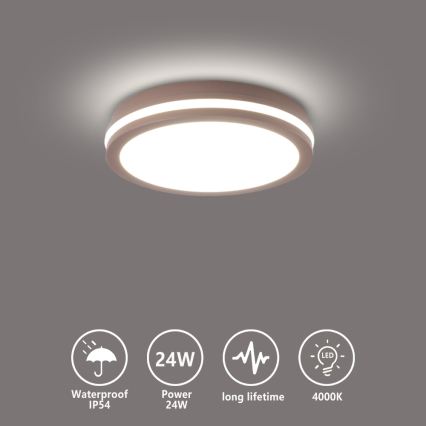 Brilagi - LED buitenplafondlamp BENE LED/24W/230V Ø 26 cm bruin IP54