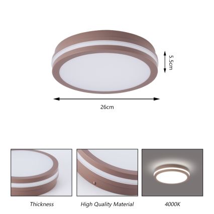Brilagi - LED buitenplafondlamp BENE LED/24W/230V Ø 26 cm bruin IP54