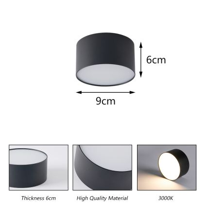 BRILAGI - LED buitenplafondlamp FORIS LED/9W/230V Ø 9 cm zwart IP44