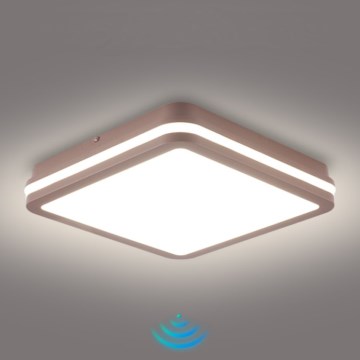 Brilagi - LED buitenplafondlamp met bewegingssensor BENE LED/24W/230V 26x26 cm bruin IP54