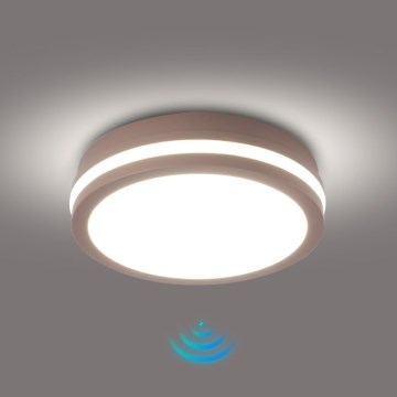 Brilagi - LED buitenplafondlamp met sensor BENE LED/18W/230V Ø 21,5 cm bruin IP54