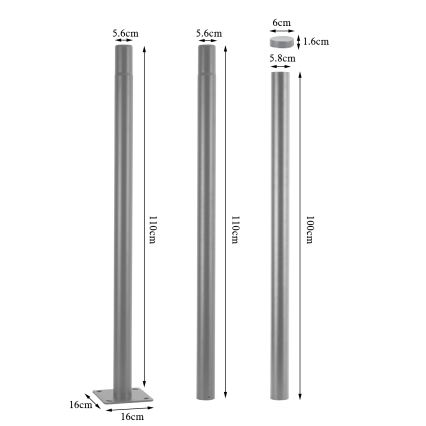 BRILAGI - LED Buitenlantaarn met 3 m paal URBANSPARK LED/120W/230V grijs IP65