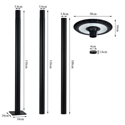 Brilagi - LED buitenstraatlamp URBANSPARK LED/120W/230V zwart IP65