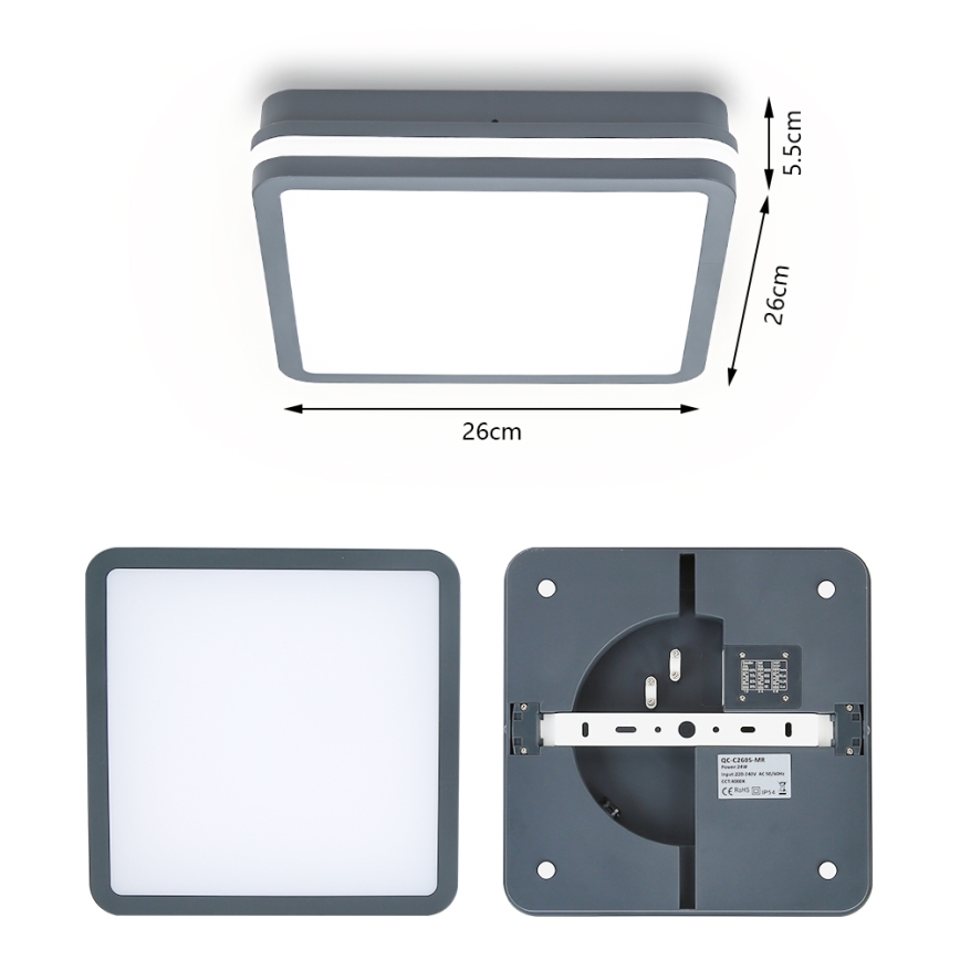 Brilagi - LED Buitenverlichting BENE LED/24W/230V 26x26 cm antraciet IP54