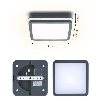 Brilagi - LED Buitenverlichting met sensor BENE LED/18W/230V 22x22 cm antraciet IP54