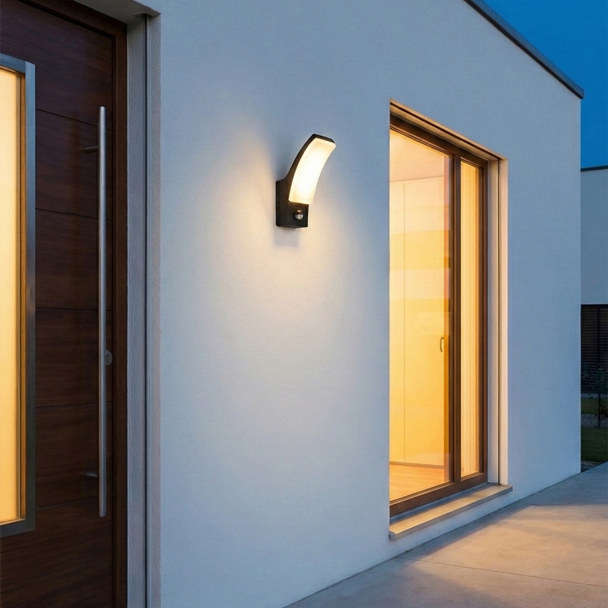BRILAGI - LED buitenwandlamp met bewegings- en schemersensor ARCELO LED/12W/230V IP65 zwart