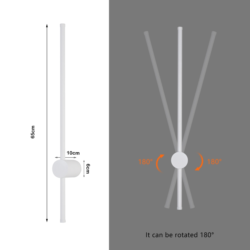 Brilagi - LED buitenwandlamp AURA LED/12W/230V 3000K IP54 65 cm wit CRI 90