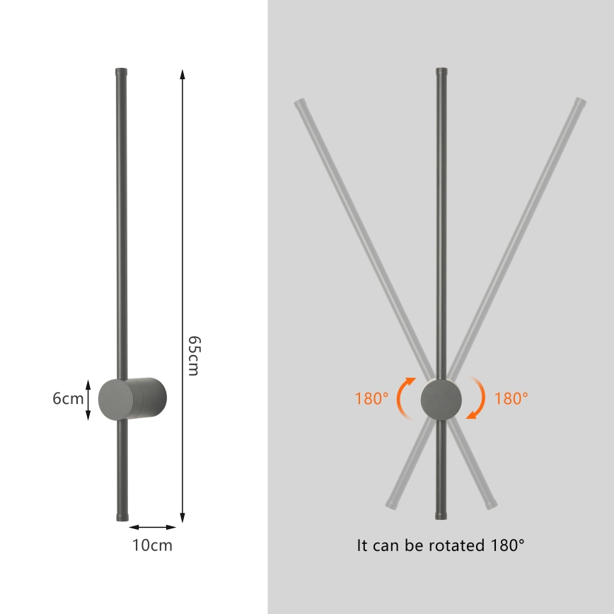 Brilagi - LED buitenwandlamp AURA LED/12W/230V 3000K IP54 65 cm antraciet