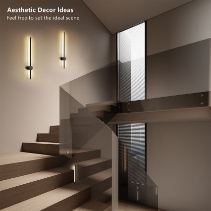 Brilagi - LED buitenwandlamp AURA LED/12W/230V 3000K IP54 65 cm zwart CRI 90