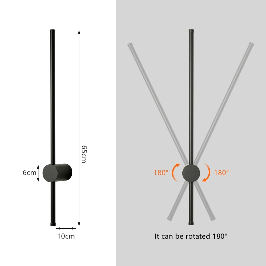 Brilagi - LED buitenwandlamp AURA LED/12W/230V 3000K IP54 65 cm zwart CRI 90