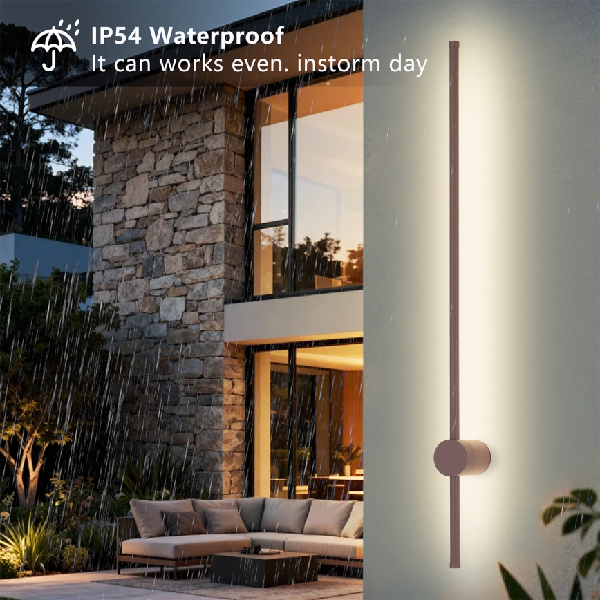 Brilagi - LED buitenmuurlamp AURA LED/20W/230V 3000K IP54 97 cm bruin CRI 90