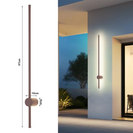 Brilagi - LED buitenmuurlamp AURA LED/20W/230V 3000K IP54 97 cm bruin CRI 90
