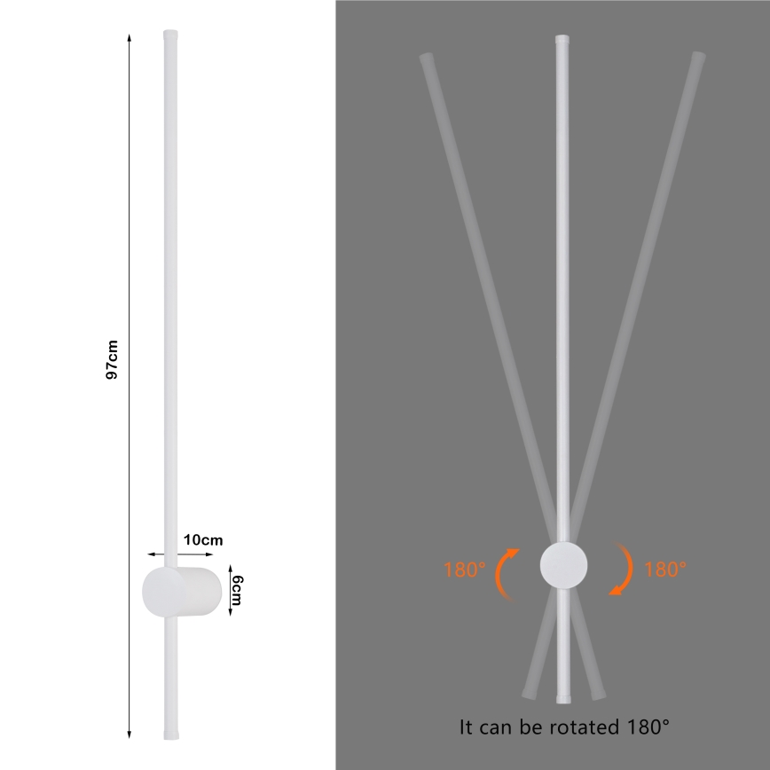 Brilagi - LED buitenwandlamp AURA LED/20W/230V 3000K IP54 97 cm wit CRI 90