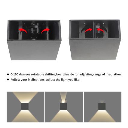 Brilagi - LED buitenwandlamp DOUBLERAY LED/4W/230V antraciet IP65