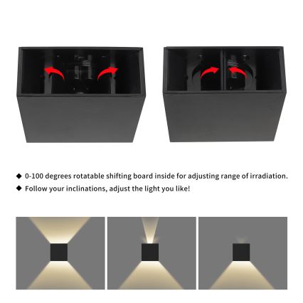 Brilagi - LED buitenwandlamp DOUBLERAY LED/4W/230V zwart IP65