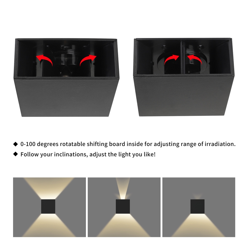 Brilagi - LED buitenwandlamp DOUBLERAY LED/4W/230V zwart IP65
