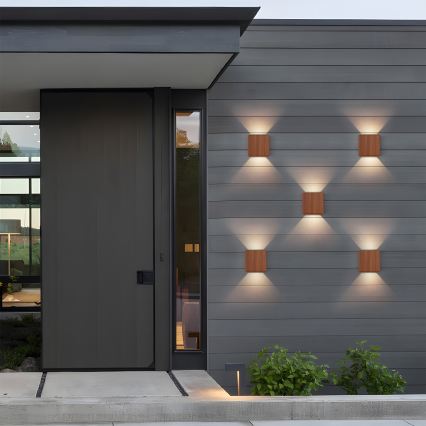 Brilagi - LED buitenwandlamp DOUBLERAY LED/6W/230V houtdecor IP54