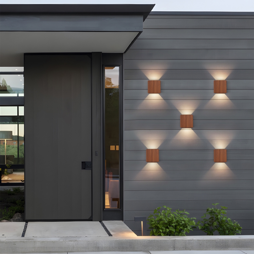 Brilagi - LED buitenwandlamp DOUBLERAY LED/6W/230V houtdecor IP54