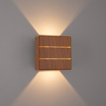 Brilagi - LED buitenwandlamp DOUBLERAY LINE LED/6W/230V met houtdecor IP54