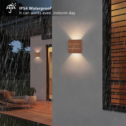 Brilagi - LED buitenwandlamp DOUBLERAY LINE LED/6W/230V met houtdecor IP54