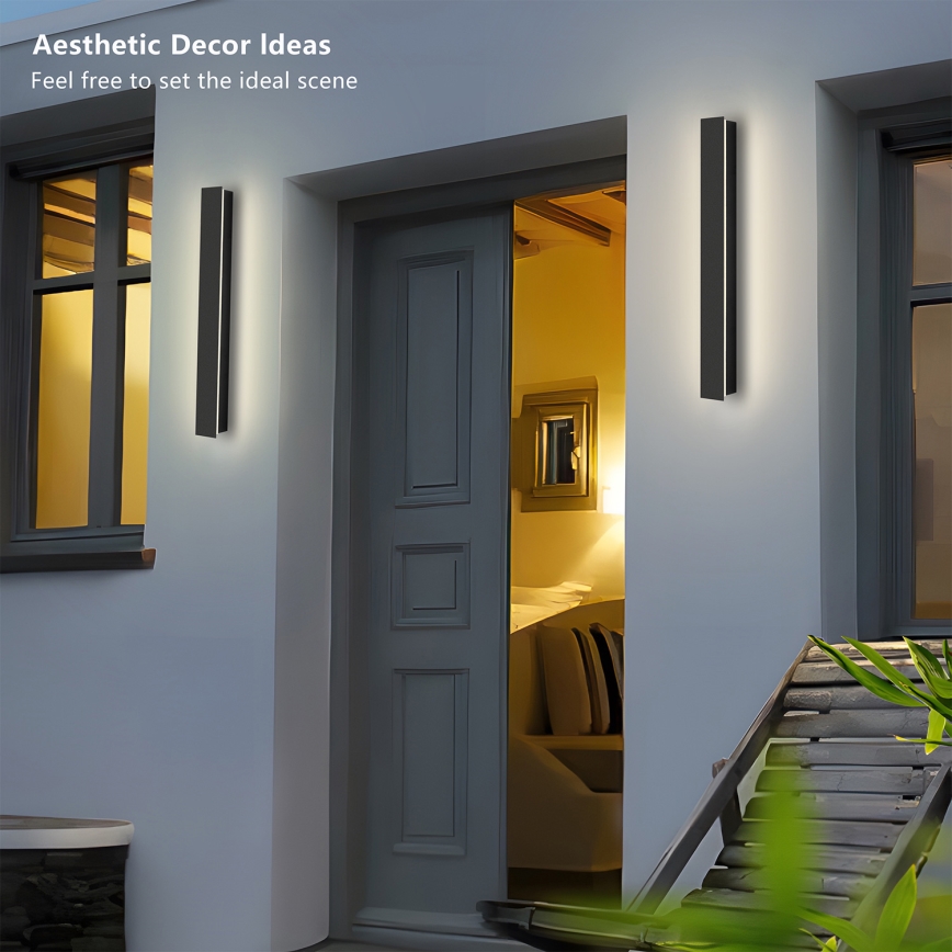 Brilagi - LED buitenwandlamp LINEAR LED/12W/230V 3000K IP65 50 cm zwart CRI 90