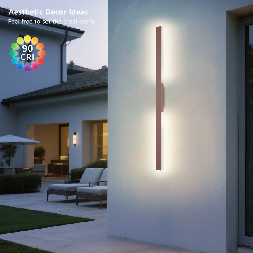 Brilagi - LED buitenwandlamp LUNA LED/24W/230V 3000K IP65 100 cm bruin CRI 90
