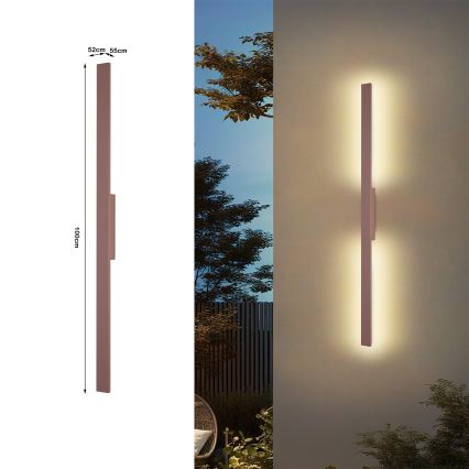 Brilagi - LED buitenwandlamp LUNA LED/24W/230V 3000K IP65 100 cm bruin CRI 90