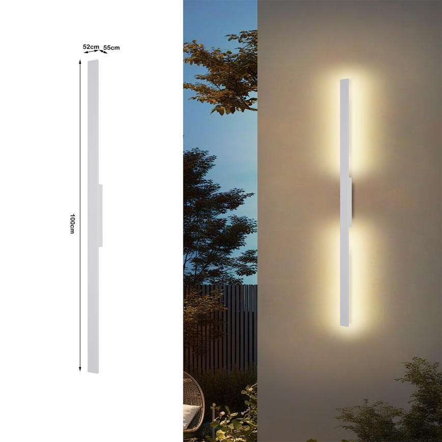 Brilagi - LED buitenwandlamp LUNA LED/24W/230V 3000K IP65 100 cm wit CRI 90