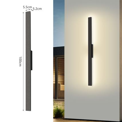 Brilagi - LED buitenwandlamp LUNA LED/24W/230V 4000K IP65 100 cm zwart CRI 90