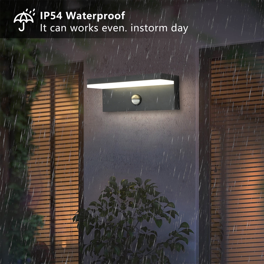 Brilagi - LED buitenmuurlamp met sensor TESSI LED/10W/230V antraciet IP54