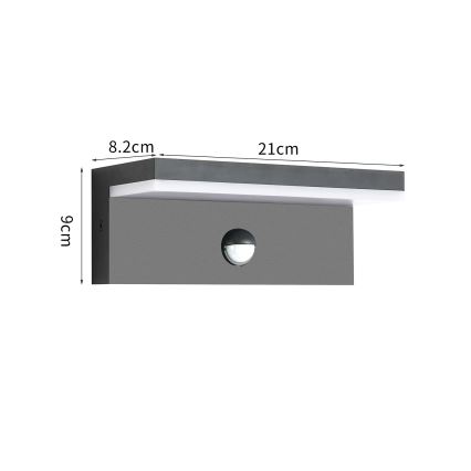 Brilagi - LED buitenmuurlamp met sensor TESSI LED/10W/230V antraciet IP54