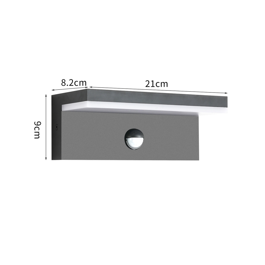Brilagi - LED buitenmuurlamp met sensor TESSI LED/10W/230V antraciet IP54