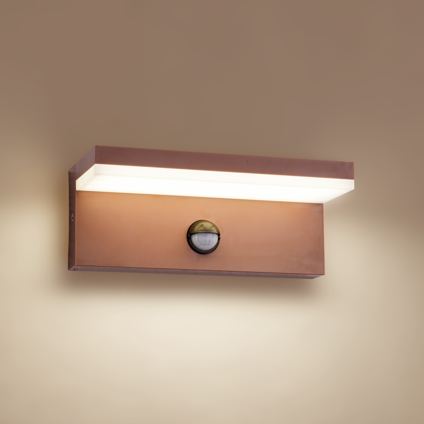 Brilagi - LED buitenwandlamp met bewegingssensor TESSI LED/10W/230V bruin IP54