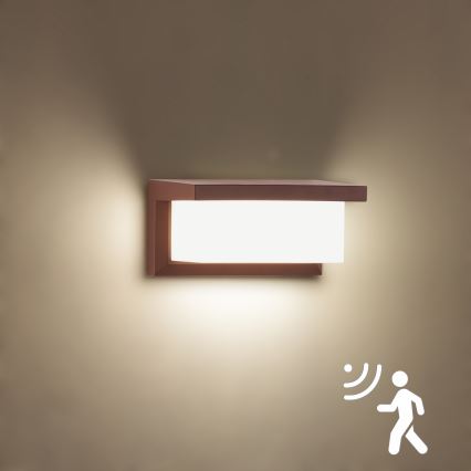 Brilagi - LED buitenwandlamp met sensor BRICKY LED/12W/230V bruin IP54