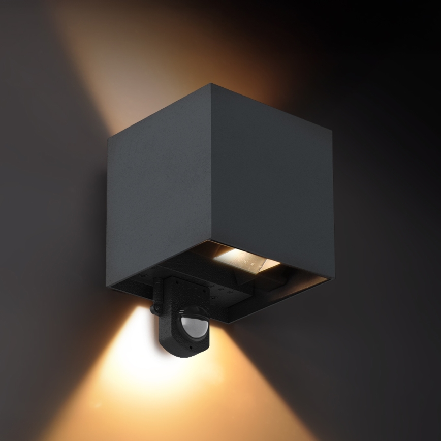 Brilagi - LED buitenwandlamp met sensor CUBE LED/6W/230V antraciet IP65