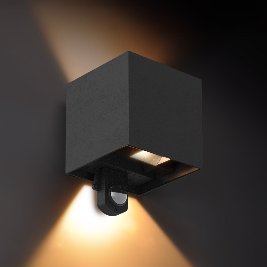 Brilagi - LED buitenwandlamp met sensor CUBE LED/6W/230V zwart IP65