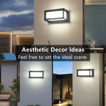 Brilagi - LED buitenwandlamp met sensor PARKER LED/12W/230V antraciet IP44