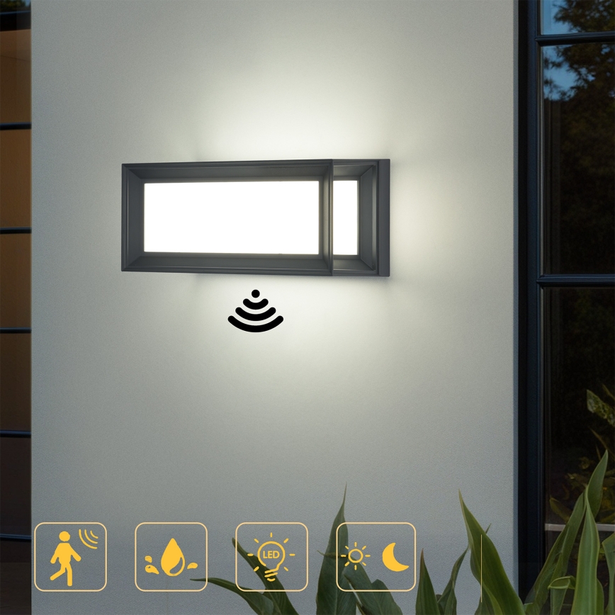 Brilagi - LED buitenwandlamp met sensor PARKER LED/12W/230V antraciet IP44