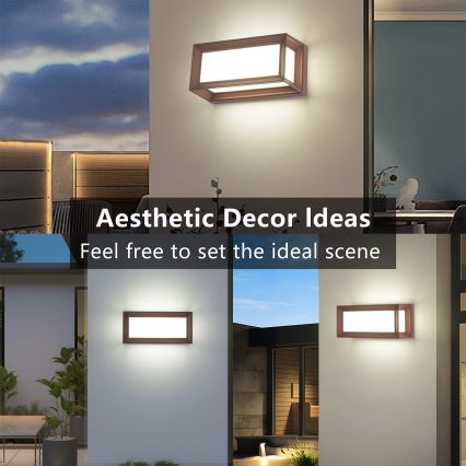 Brilagi - LED buitenwandlamp met sensor PARKER LED/12W/230V bruin IP44