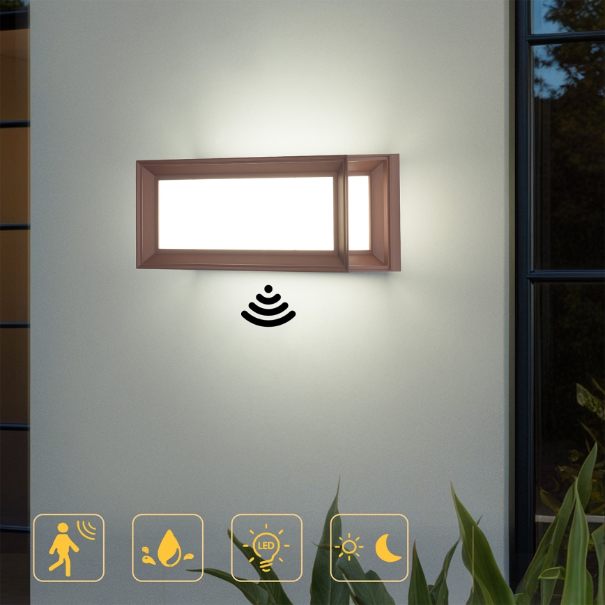 Brilagi - LED buitenwandlamp met sensor PARKER LED/12W/230V bruin IP44
