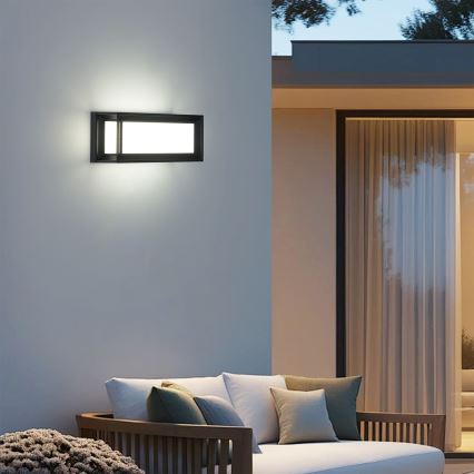 Brilagi - PARKER LED/12W/230V buitenwandlamp met sensor, zwart, IP44