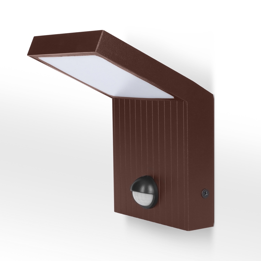Brilagi - LED buitenwandlamp met sensor RIANO LED/8W/230V bruin IP65
